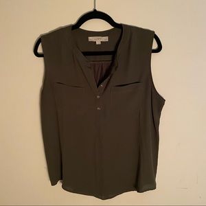 *3/$20* LOFT Mixed Material Army Green Blouse with Buttons